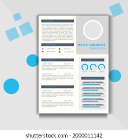 Minimalist resume or cv template vector