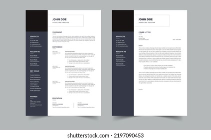 Minimalist Resume Layout, Resume and Cover Letter, a4 resume