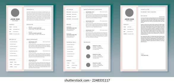 Plantilla de reanudación minimalista, resumen limpio, sencillo y moderno