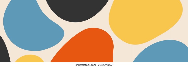 Minimalist retro banner template with abstract organic shapes