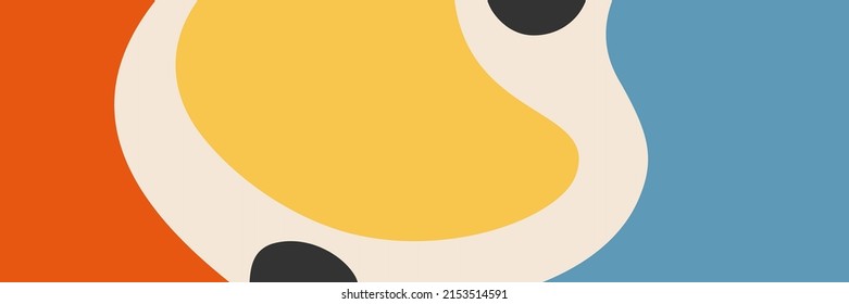 Minimalist retro banner template with abstract organic shapes