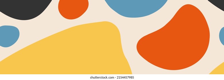 Minimalist retro banner template with abstract organic shapes