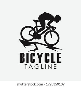 Minimalist retro bicycle, mountain bike, downhill sport logo design vector template