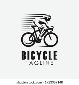 Minimalist retro bicycle, mountain bike, downhill sport logo design vector template