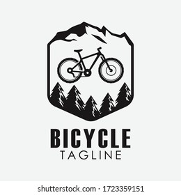 Minimalist Retro Bicycle, Mountain Bike, Downhill Sport Logo Design Vector Template