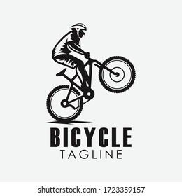 Minimalist retro bicycle, mountain bike, downhill sport logo design vector template