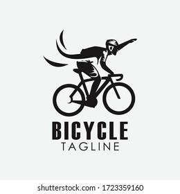 Minimalist retro bicycle, mountain bike, downhill sport logo design vector template