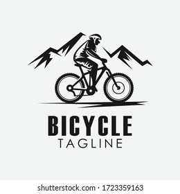 Minimalist retro bicycle, mountain bike, downhill sport logo design vector template