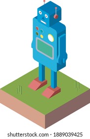 vector robot azul retro mínimo