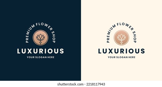 minimalist retro flower logo design. flower label logo template