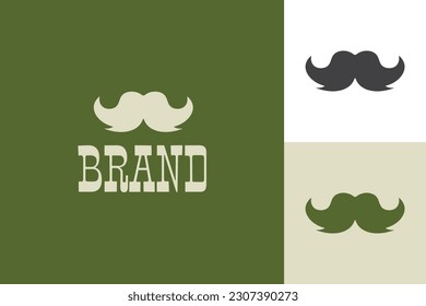 Minimalist Retro Mustache Vector Logo Template