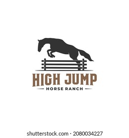 minimalist and retro silhouette for high jump horse ranch
