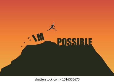 Minimalist retro style. Impossible Is Possible Concept