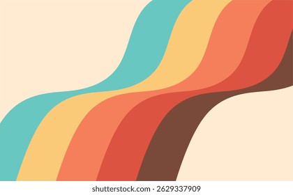 Minimalist retro wave background with flowing curved lines in warm vintage tones. Perfect for posters, web design, or branding projects.