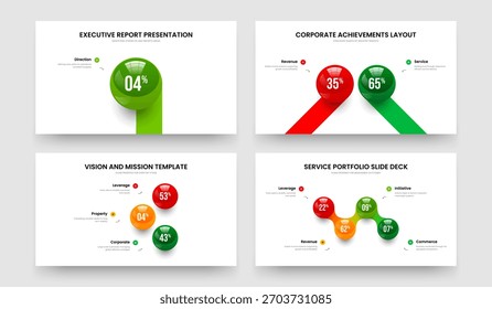 Minimalist Review One Two Three Four Element Graph Slideshow Layout Vector Illustration Set. Investor Solution 1 2 3 4 Option Chart Frame Design Collection.