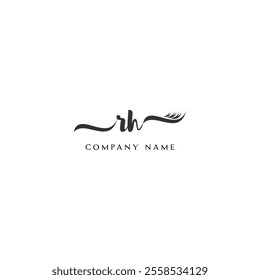 Minimalist RH Logo Design with Abstract Feather Element