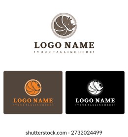 Minimalist rhino badge mark inside circular emblem, ideal for security, wildlife tours, or coaching brands. Included in CorelDRAW vector format.