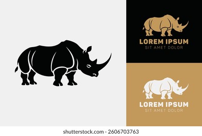 Minimalist Rhino Cartoon Logo Design