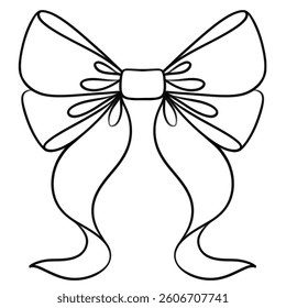 Minimalist ribbon outline illustration in a clean on white background 