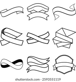Minimalist ribbons vector white background