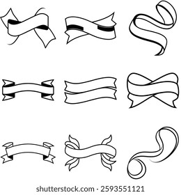 Minimalist ribbons vector white background