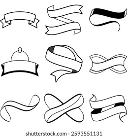 Minimalist ribbons vector white background