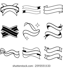Minimalist ribbons vector white background