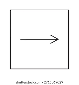 Icono de flecha derecha minimalista en un marco cuadrado. Símbolo de dirección y navegación de línea delgada.
