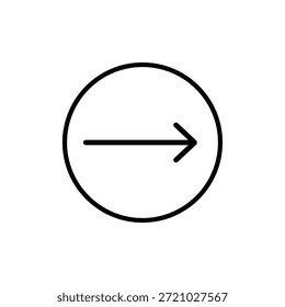 Símbolo minimalista de flecha derecha dentro de un contorno circular. Perfecto para el diseño de interfaz de usuario o UX, que indica la navegación, la siguiente acción o el progreso en proyectos digitales.
