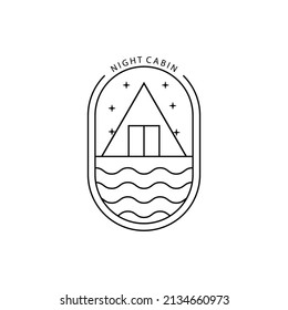 minimalist river cabin logo vector illustration design