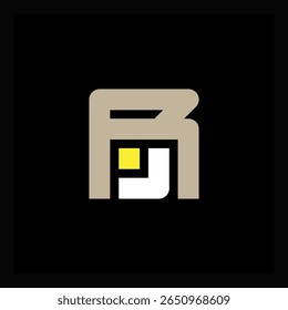 Monograma RJ minimalista com formas geométricas limpas e esquema de cores contemporâneo. Ideal para logotipos de marca, identidade da empresa, design de iniciais e soluções modernas de marca visual.