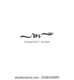 Minimalist RM Logo Design with Abstract Feather Element
