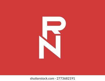 Minimalist RN Letter Logo Monogram. Modern geometric logo combining two letter