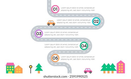 Minimalist Roadmap Infographic with Sequential Steps and Icons Vector Illustration