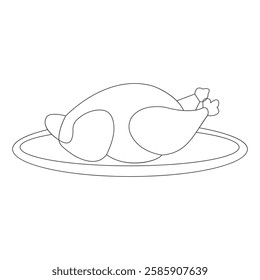 Minimalist Roast Chicken Line Art – Classic Food Illustration