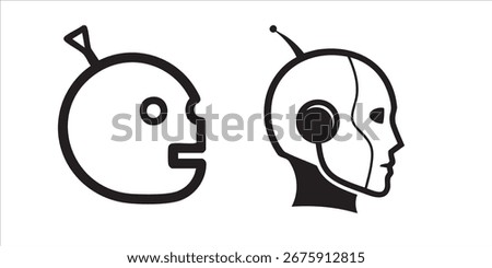 Minimalist robot head icon representing robotics, AI, and automation.