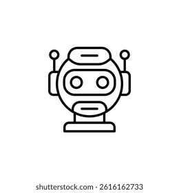 Minimalist robot head vector illustration featuring a simple outline design