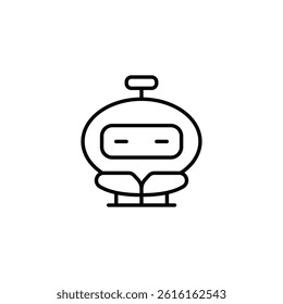 Minimalist robot icon with rounded design isolated on white background