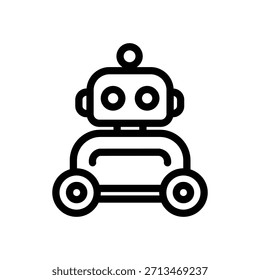 Minimalist robot icon with a wheeled base, representing artificial intelligence, automation, robotics technology, smart machines, and modern innovation