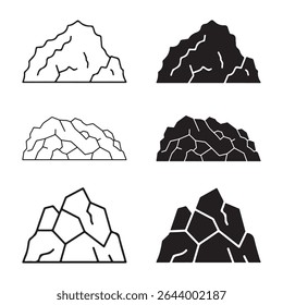 Minimalist rock wall icons vector illustrations for hiking graphics and architectural mockups