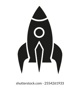 Minimalist rocket icon designed in a vector style perfect for projects related to space exploration and technology innovation