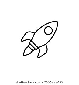 Minimalist Rocket Launching Into Space With Clean Vector Graphics