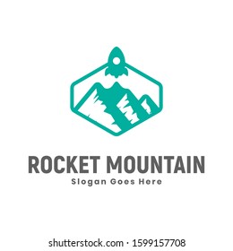 Minimalist Rocket Mountain Logo Template. Simple Clean Logos.