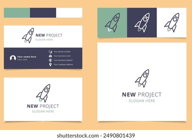 Minimalist rocket ship logo concept for startup company launching new project