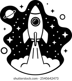 Minimalist Rocket Silhouette Vector for Space-Themed Designs