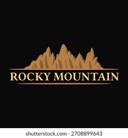 Vector minimalista del logotipo de las Montañas Rocosas con picos afilados para la marca al aire libre, aventura, viajes y Naturaleza