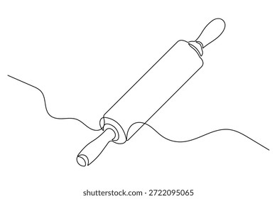 Minimalist rolling pin continuous line drawing simple style outline isolate