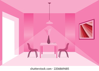 minimalist room interior with pink gradient color