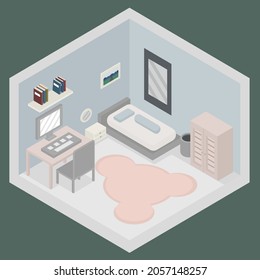 minimalist room isometric  flat design  