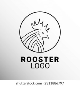 minimalist rooster logo with line art style vector